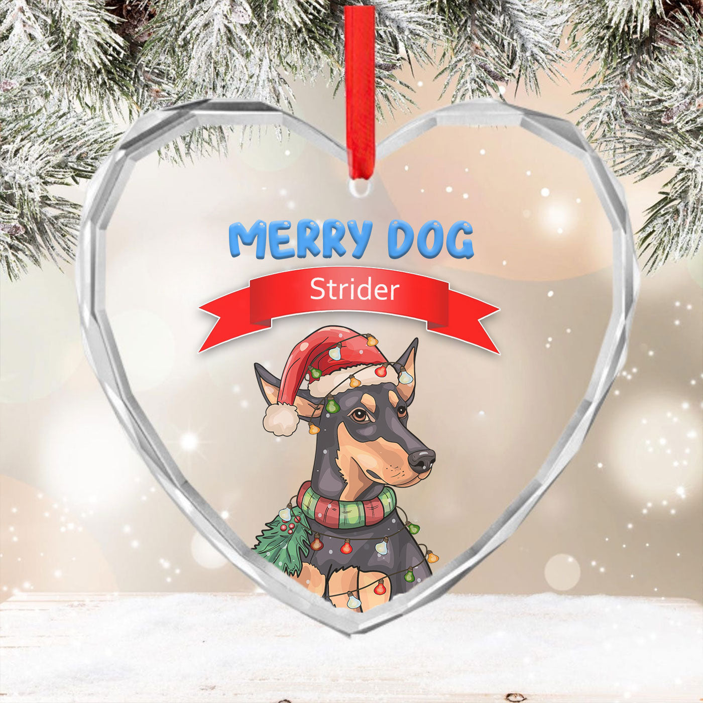 Merry Dog Christmas | Festive Holiday Pup | Glass Ornament